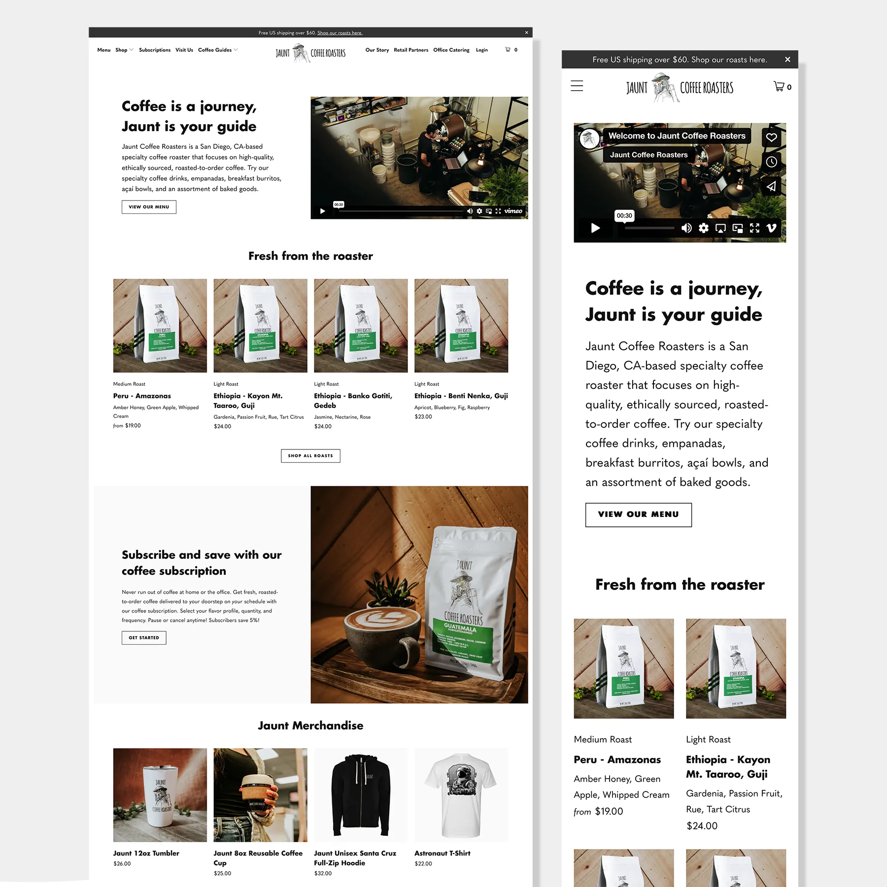 Jaunt Coffee Roasters home page