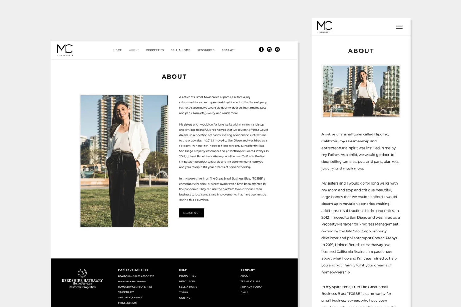 MC Sanchez Realty about page with Realtor brand photography