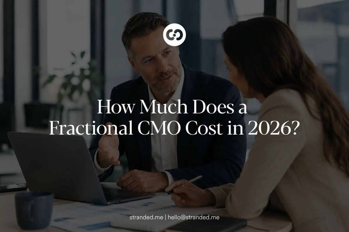 Business executives reviewing fractional CMO costs and marketing strategy