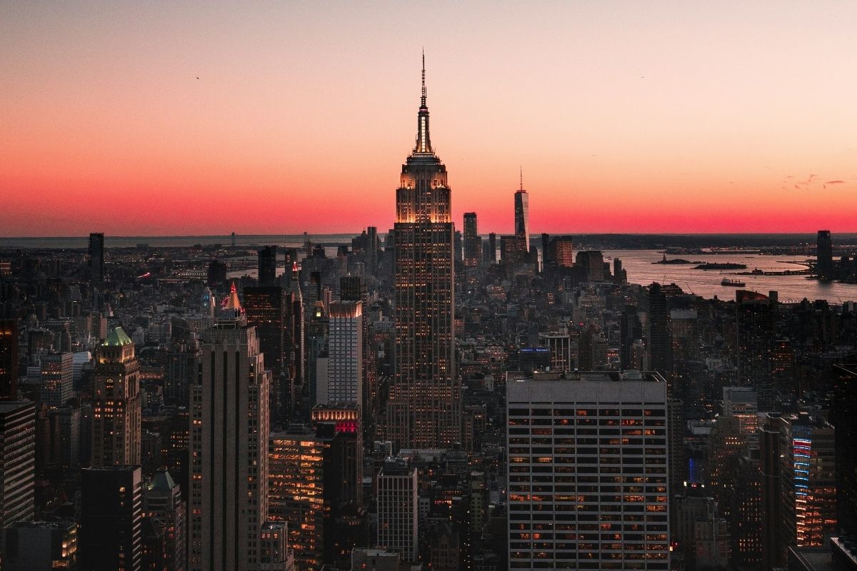 New York City skyline at sunset for plastic surgery marketing