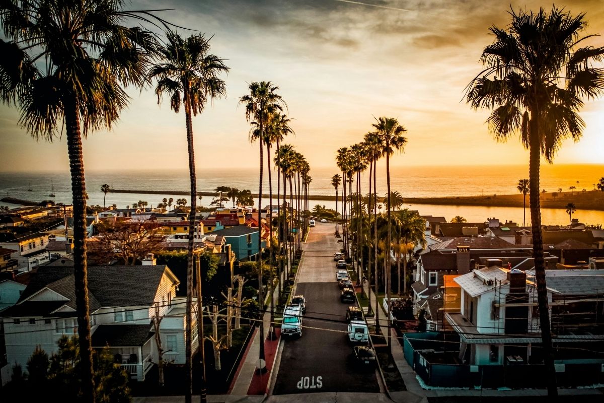 Orange County coastal neighborhood at sunset for plastic surgery marketing