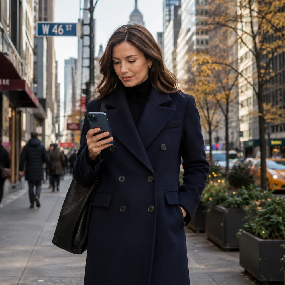 Woman searching for med spa services on her phone.